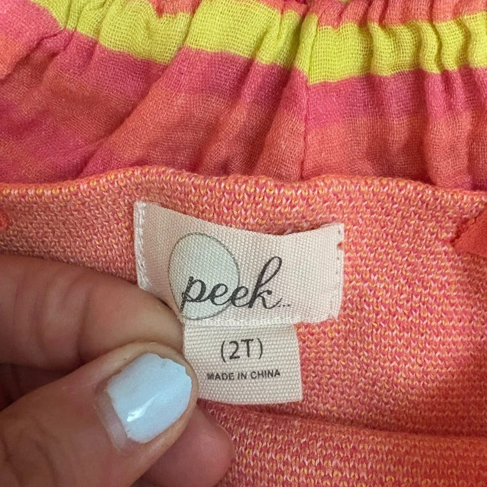 Peek Sun Halter Pink and‎ Yellow Striped Matching Set NWOT Size 2T